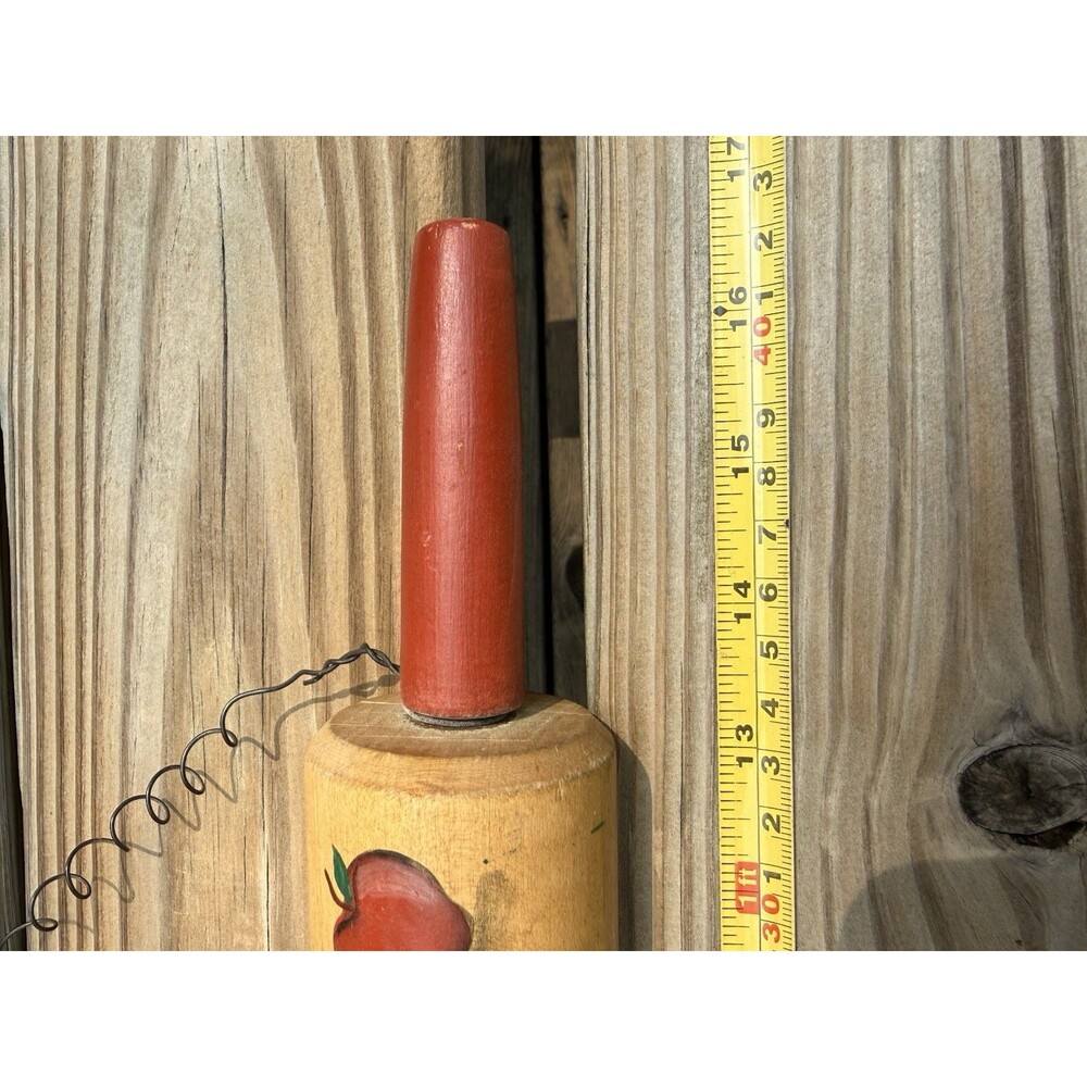 Vintage 1970's Heart Wall Shelves Peg Rack & Apple Welcome Rolling Pin Handmade - Picture 9 of 16